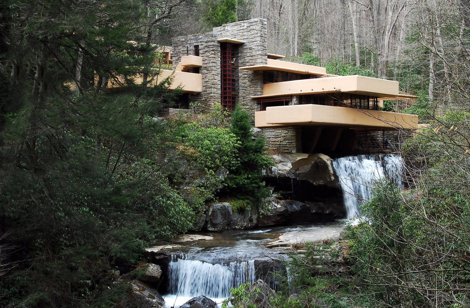 Fallingwater, the cantilevered concrete terraces over Bear Run