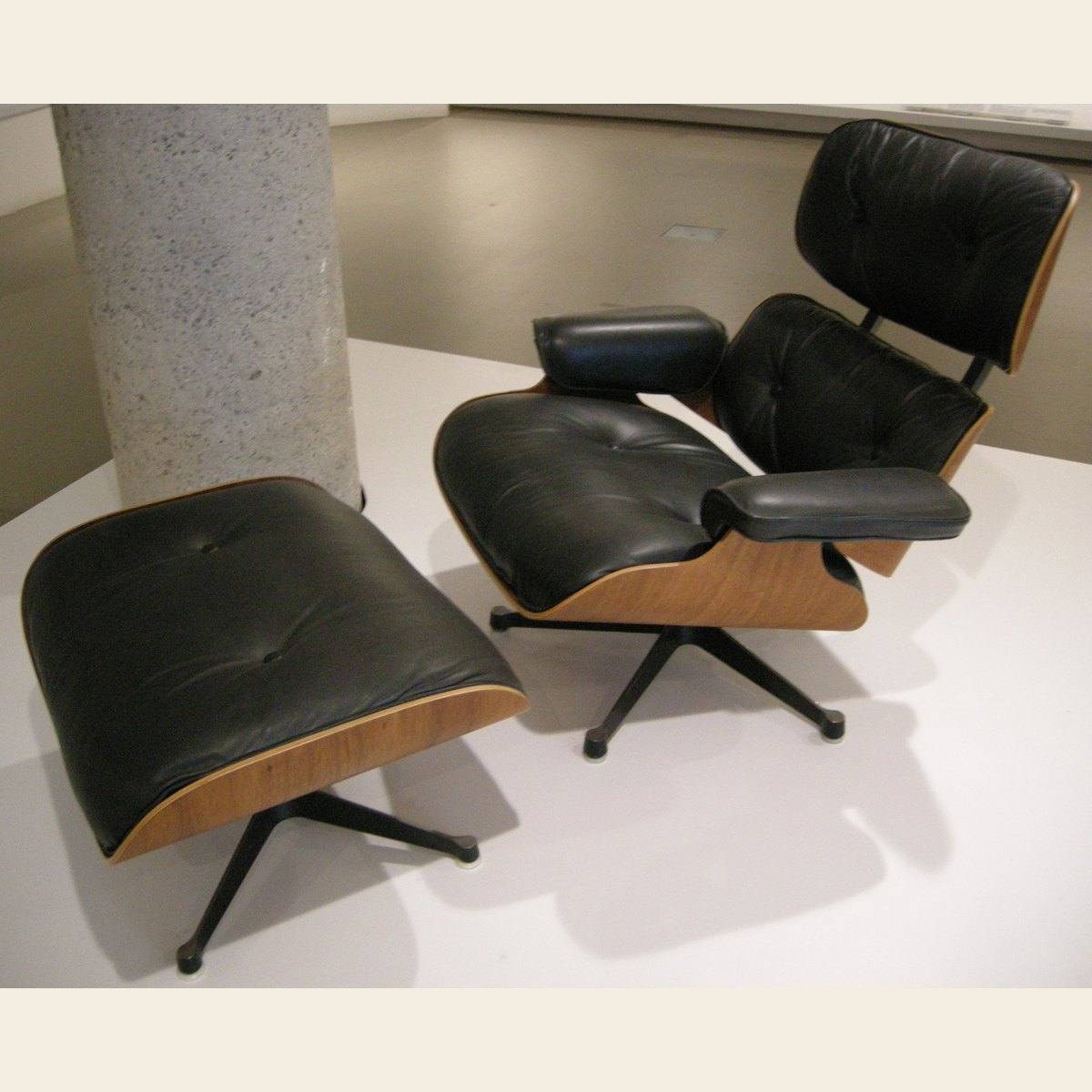 The Eames Lounge Chair and Ottoman, model 670, photographed at the National Gallery of Victoria