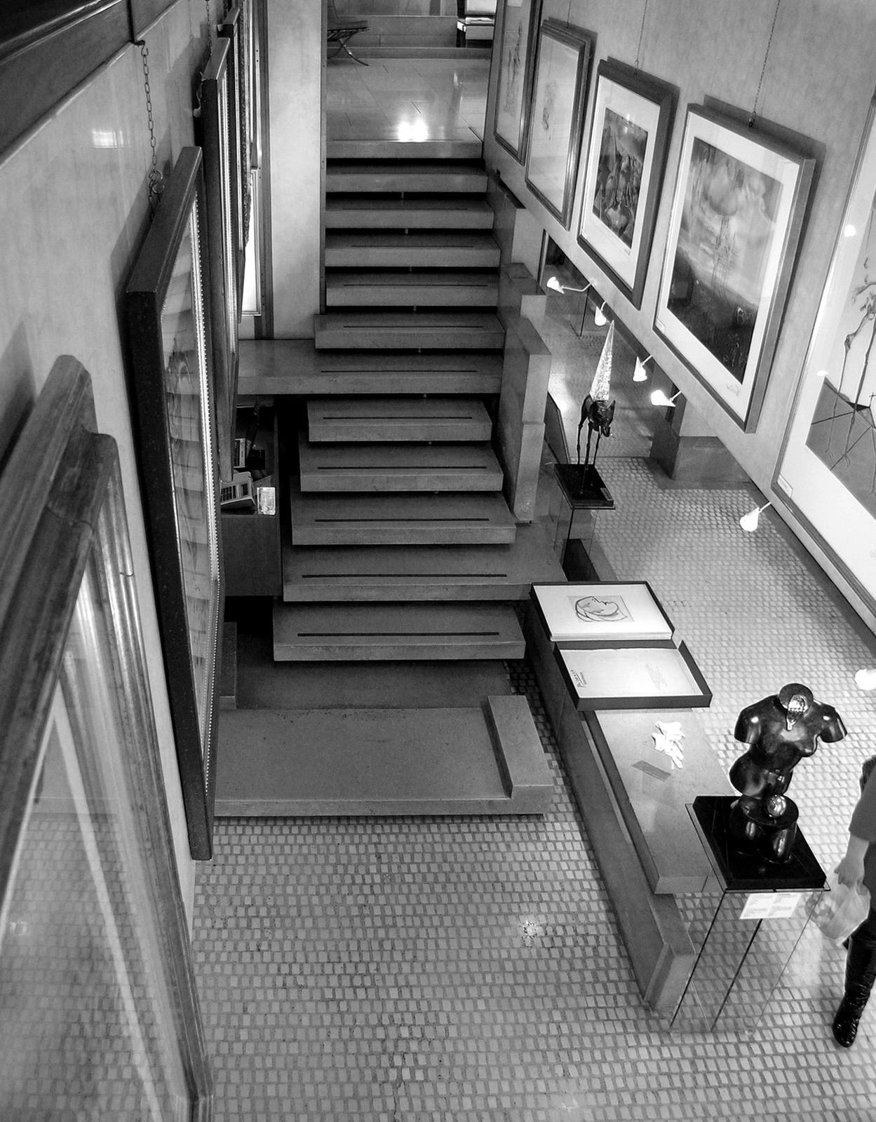 The Olivetti showroom, Venice, Carlo Scarpa's floating stone staircase seen from above