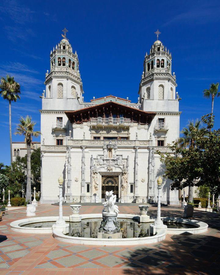 Hearst Castle, San Simeon, the Casa Grande facade on La Cuesta Encantada