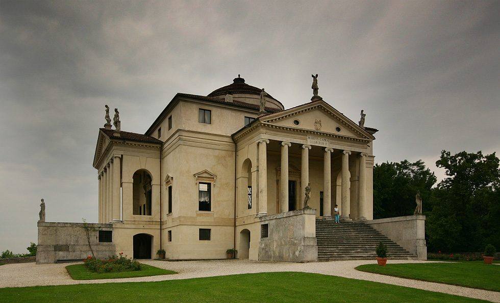 Villa Rotonda, Vicenza, seen from the corner, showing two of its four porticos