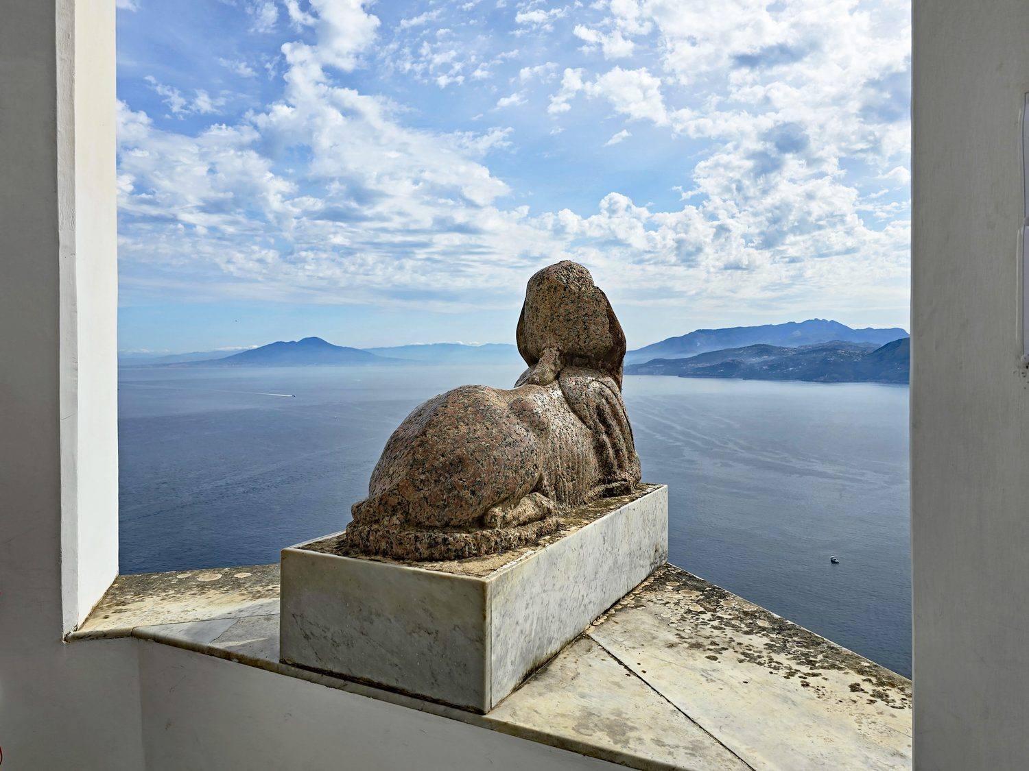 The ancient sphinx beside St Michael's Chapel at Villa San Michele